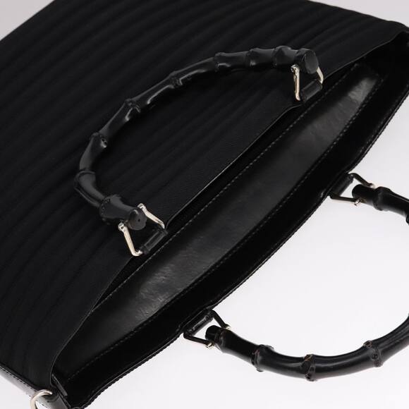 GUCCI Bamboo Handbag Nylon Black Silver 000 1998 000 1998
